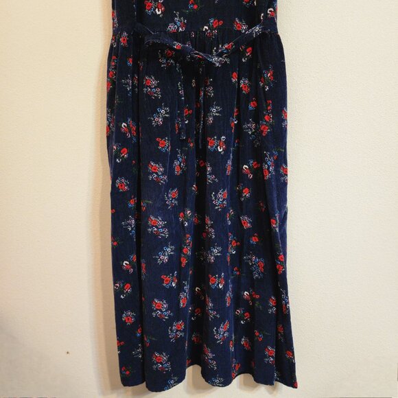 The Vermont Country Store Button-Front Corduroy Jumper Size L Navy Blue Floral - Picture 15 of 16
